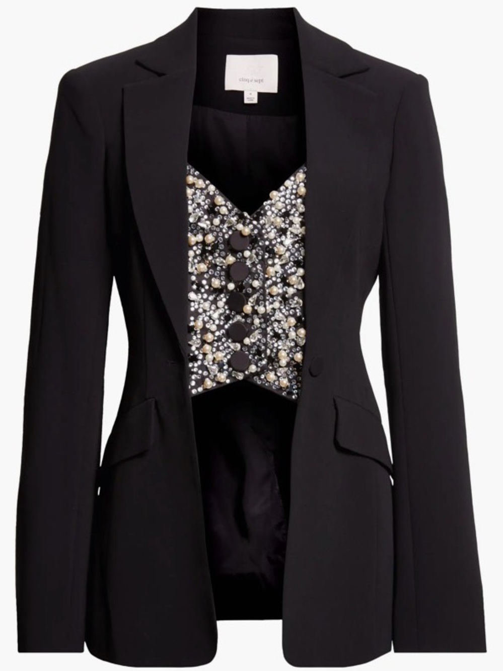 cinq a’ sept STUNNING Black Tailored Blazer with Embellished Vest